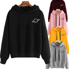 Load image into Gallery viewer, Women Hoodies Casual Kpop Planet Print Solid Loose Drawstring Sweatshirt Long Sleeve Hooded 2020
