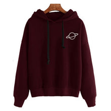 Load image into Gallery viewer, Women Hoodies Casual Kpop Planet Print Solid Loose Drawstring Sweatshirt Long Sleeve Hooded 2020