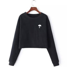 Load image into Gallery viewer, Autumn Long Sleeve Women Sweatshirts Casual O-Neck Cropped Pullovers Female Hoodies Coats Fashion Print Short Hoodies Grey S-2XL
